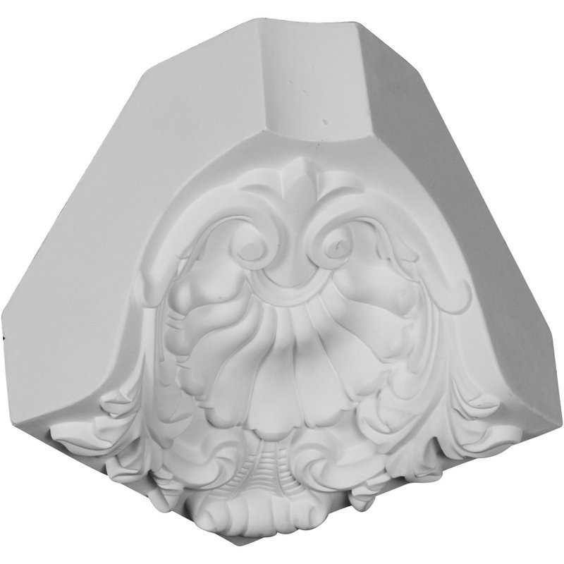White Polyurethane Shell Crown Moulding Inside Corner Block