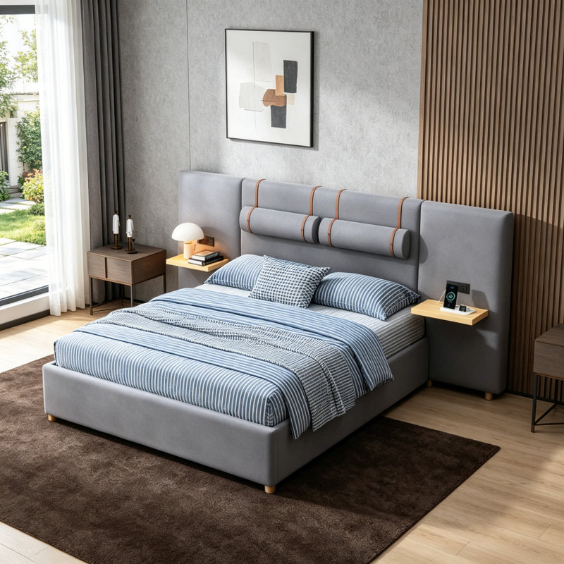 Grand lit plateforme tapissier