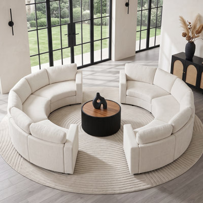 6-Piece Modern Chenille Modular Curved Sectional Sofa