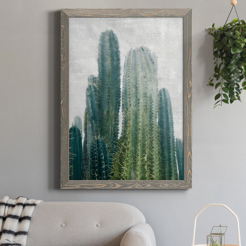 Aruba Cacti II - cadre photo, impression sur toile, H 24 po x l 18 po x P 1,5 po, gris