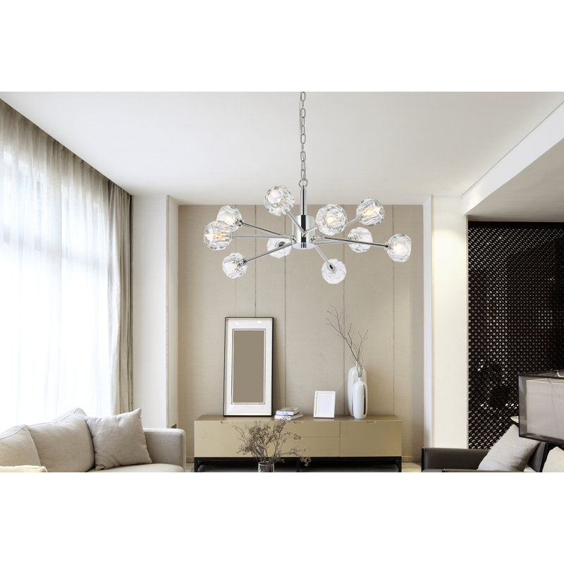Luminaire suspendu unique à 10 lumières Bultfontein, Chrome
