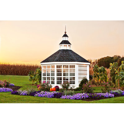 12' W x 12' D Colonial Garden Shed Greenhouse -  Little Cottage Co., 12x12-GSG-WPNK