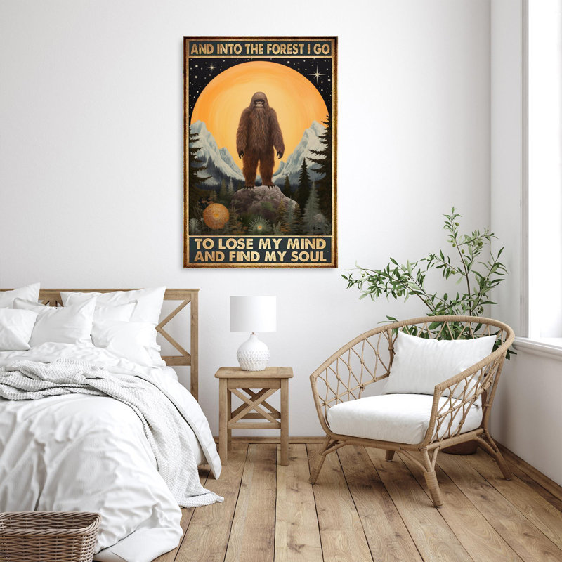 «Bigfoot And Into The Forest I Go», reproduction d'art graphique sur toile tendue 1 pièce, H 20 po x l 16 po x P 1,25 po
