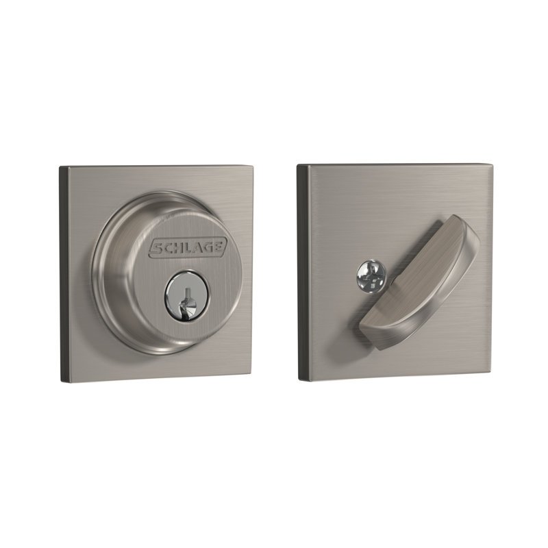 Single Cylinder Deadbolt with Collins Trim, Satin Nickel