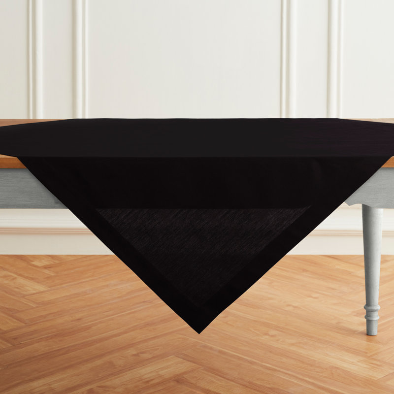 Dru Cotton Linen Plain Table Throw, Black