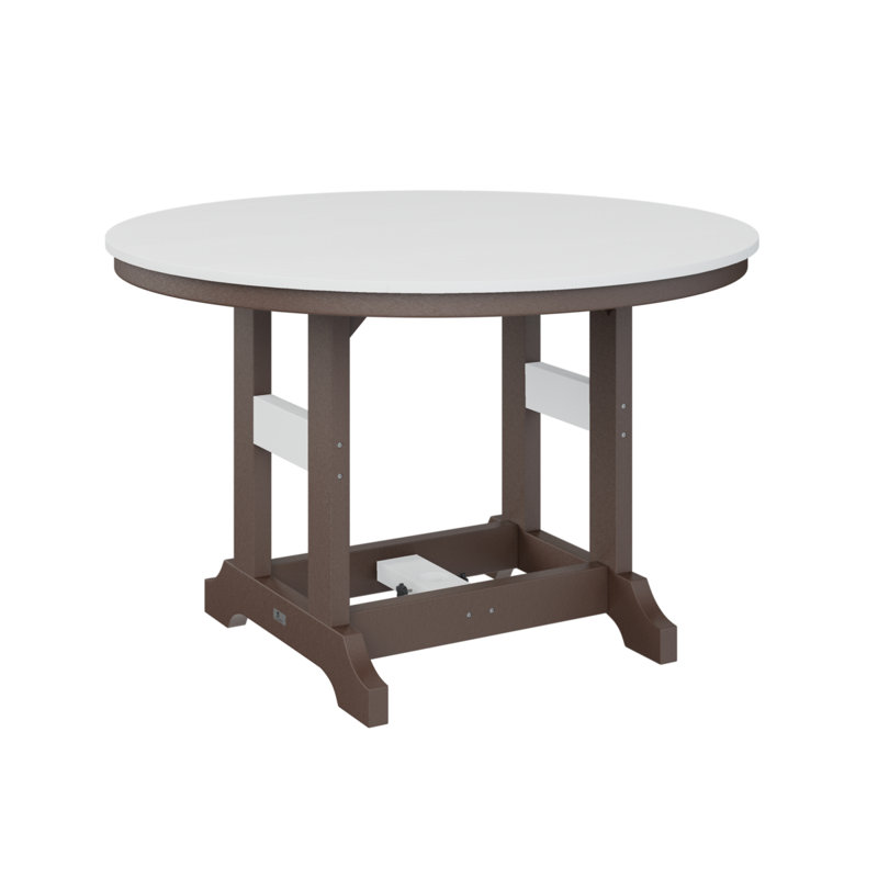 Garden Classic Outdoor Round Bar Table, White, Chocolate Brown
