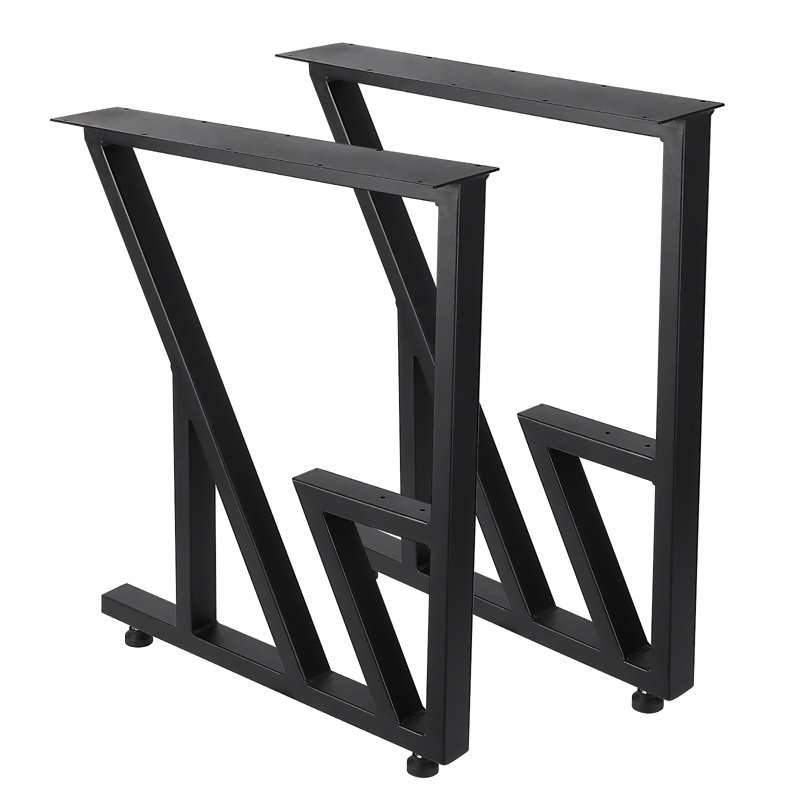 Heavy Duty Metal Table Legs - Industrial Black Steel, Square Design - Strong Load-Bearing, Easy Install - 2-Pack, 28x24 Inch