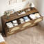 Commode 9 tiroirs avec façade en rotin, large commode en panneau de particules pour un rangement moderne, robuste et spacieuse pour les chambres et les salons.