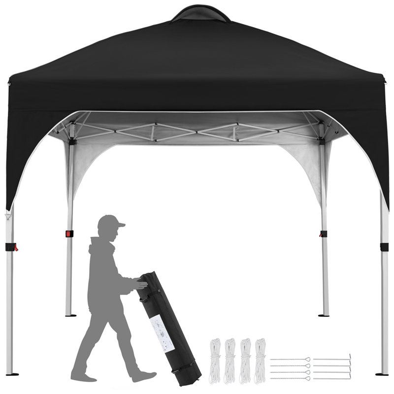 8 Ft. W X 8 Ft. D Heavy Duty Outdoor Steel Pop-Up Canopy Tent, Black