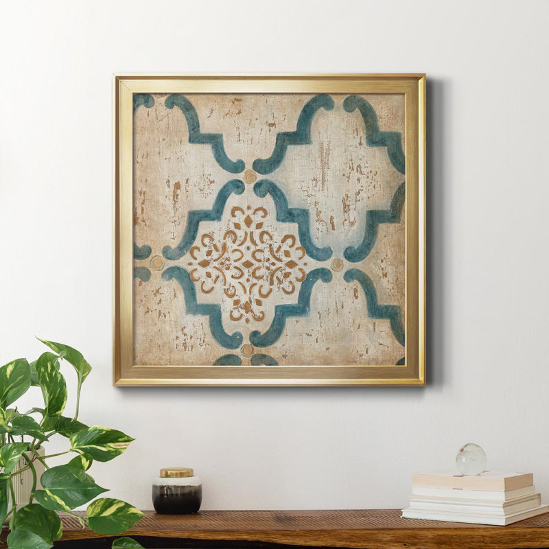 Villa Umbra I - peinture sur toile encadrée, H 26,5 po x l 26,5 po x P 1,5 po, Or