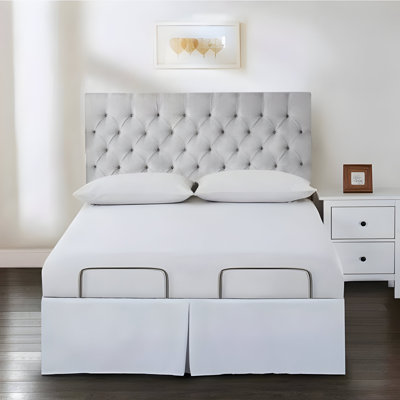 400TC Cotton Sateen Detachable Wrap Around Tailowhite Bed Skirt 15" Drop Length