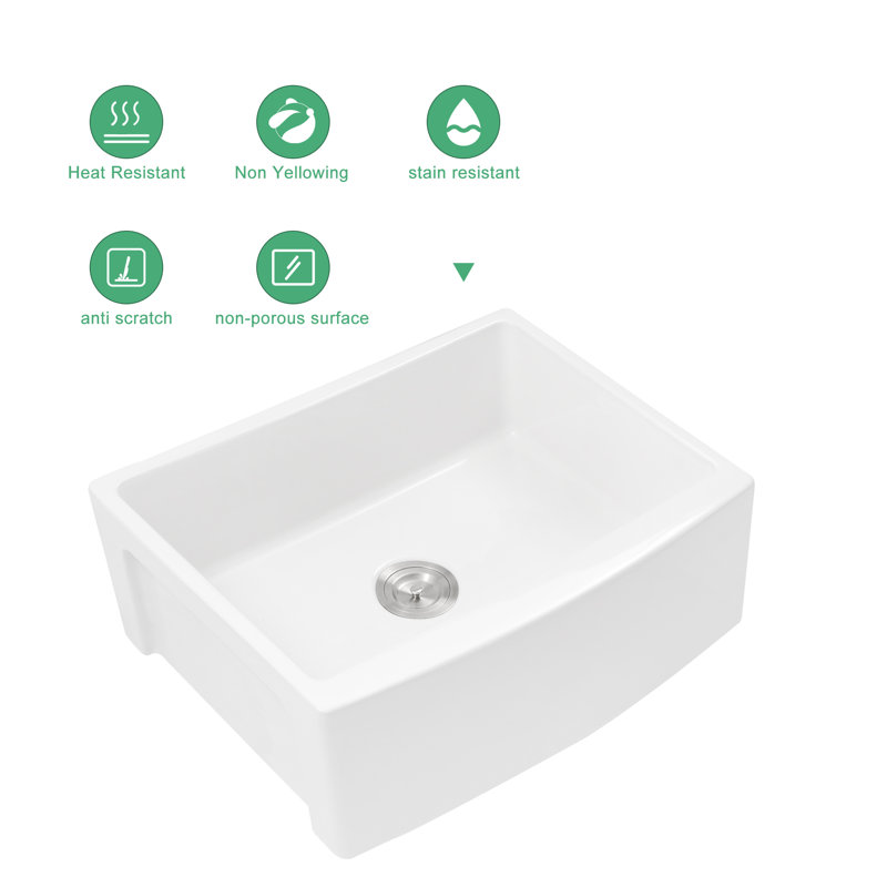 24'' L Single Bowl Ceramic Kitchen Sink