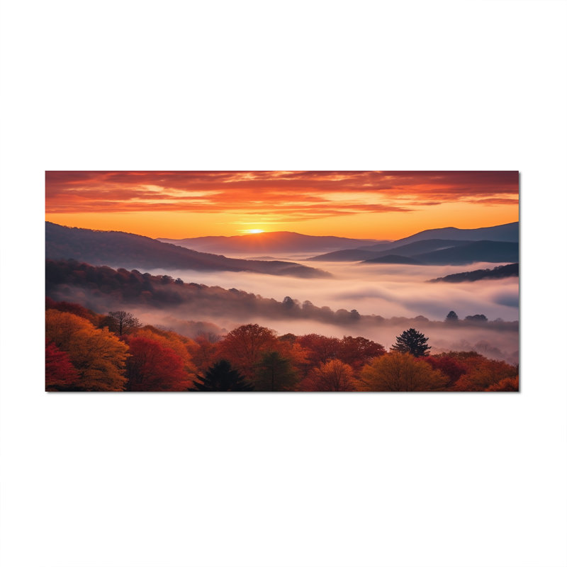 Tennessee Great Smoky Mountains Sunset II - Tennessee, art mural sur toile, H 28 po x l 60 po, Toile tendue, Sans cadre