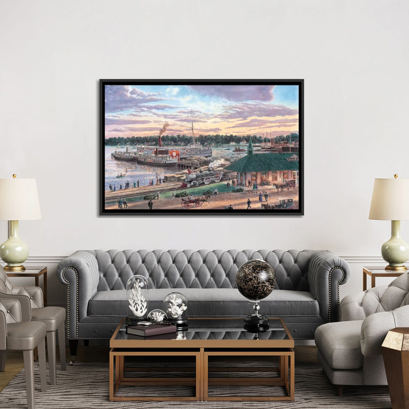 « harbor springs mich », reproduction d’art sur toile Stanton Manolakas, H 18 po x l 26 po x P 1,5 po, Toile avec cadre noir