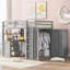Lit mezzanine double avec tiroirs, bureau et garde-robe gris-1955473714