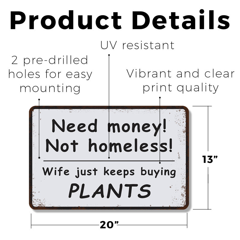 Plaque amusante en plastique 13 po x 20 po, H 13 po x l 20 po x P 0,1 po