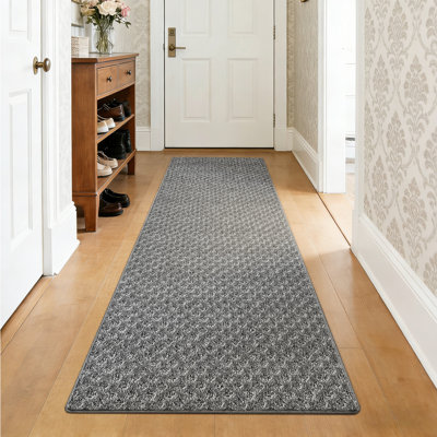 Tapis de couloir 2 pi x 6 pi à poils courts et auto-adhésif gris
