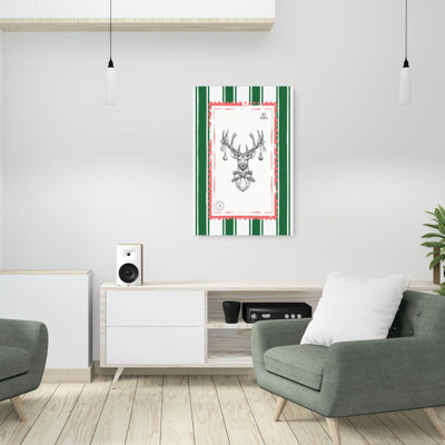 Vintage Christmas Stag Stamp Rustic Vintage Deer Nature Wildlife Wall Art Print