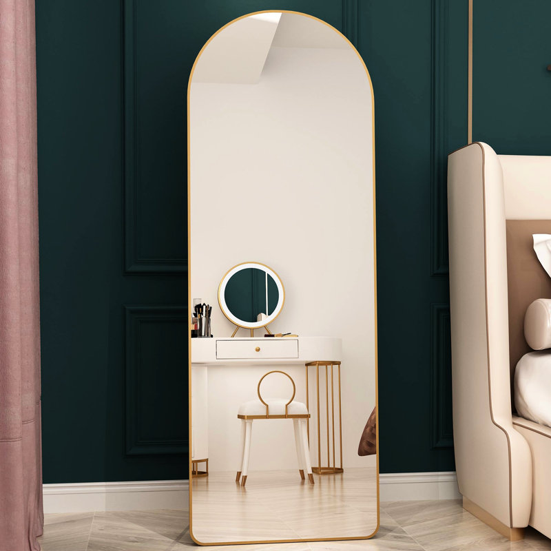 4Th Generation Full Length Wall Mirror With Gold Frame, 64.9 Inches High And 23.2 Wide, Suitable For Porch Dressing Room Metal
