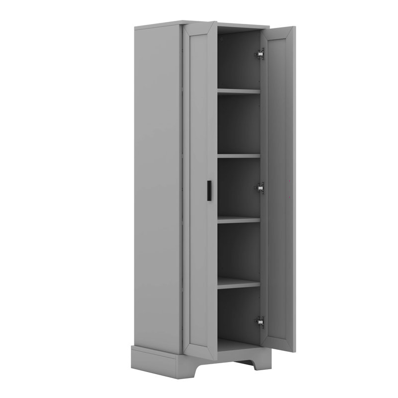 Armoire de rangement avec tablette réglable, deux portes pour la salle de bain ou le bureau, Gris