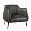 Fauteuil club Leoni, similicuir brun foncé, bois massif évasé