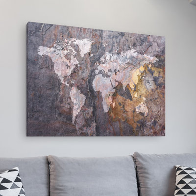 « world map-rock », impression sur toile