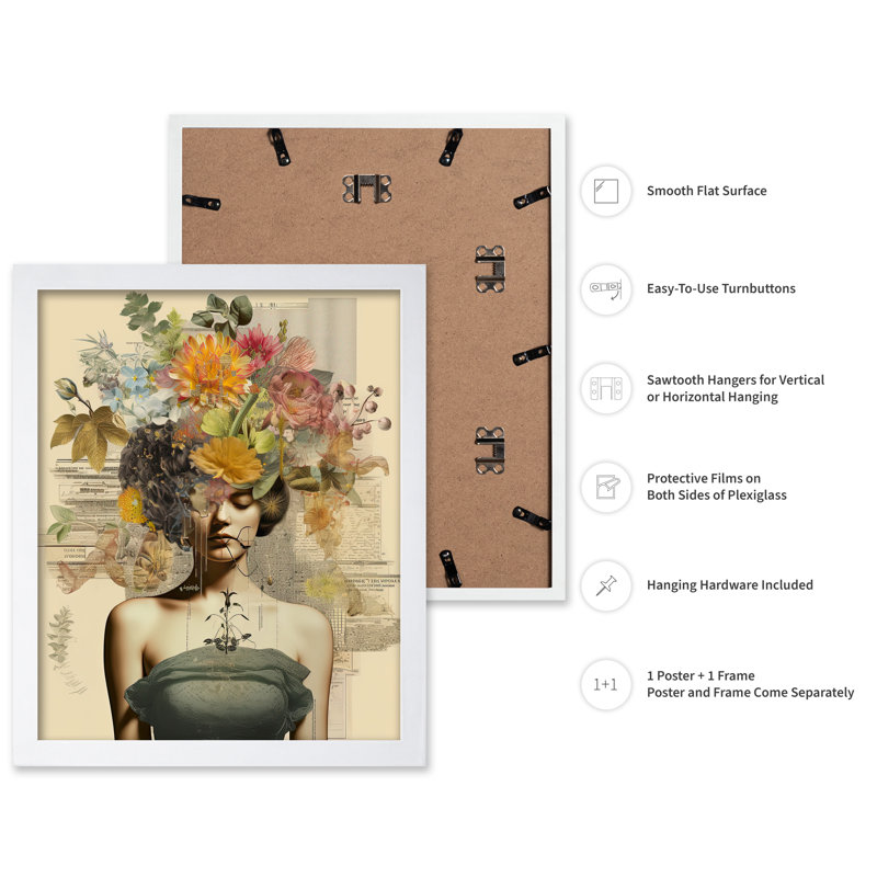 Portrait de femme surréelle no 3, Poster, White Framed, 08"H x 10"W