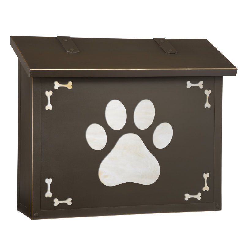 Boîte aux lettres murale Dog Paw, Blanc vaporeux, Bronze architectural