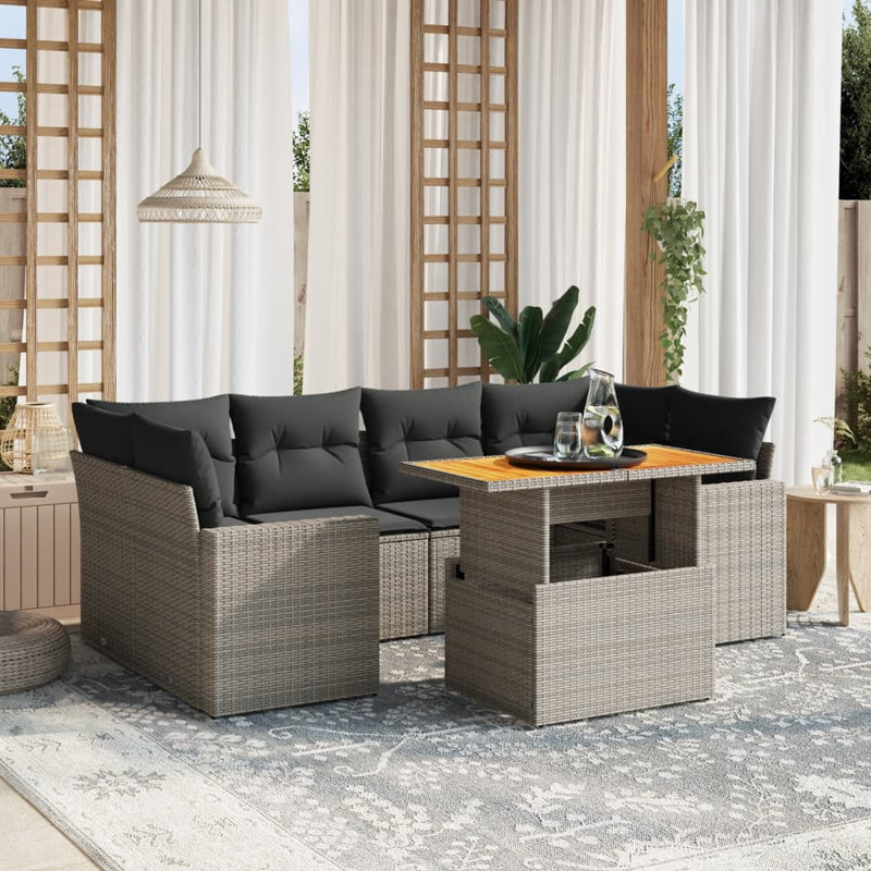 Ensemble de canapé de jardin Vidaxl, PE grand rotin foncé