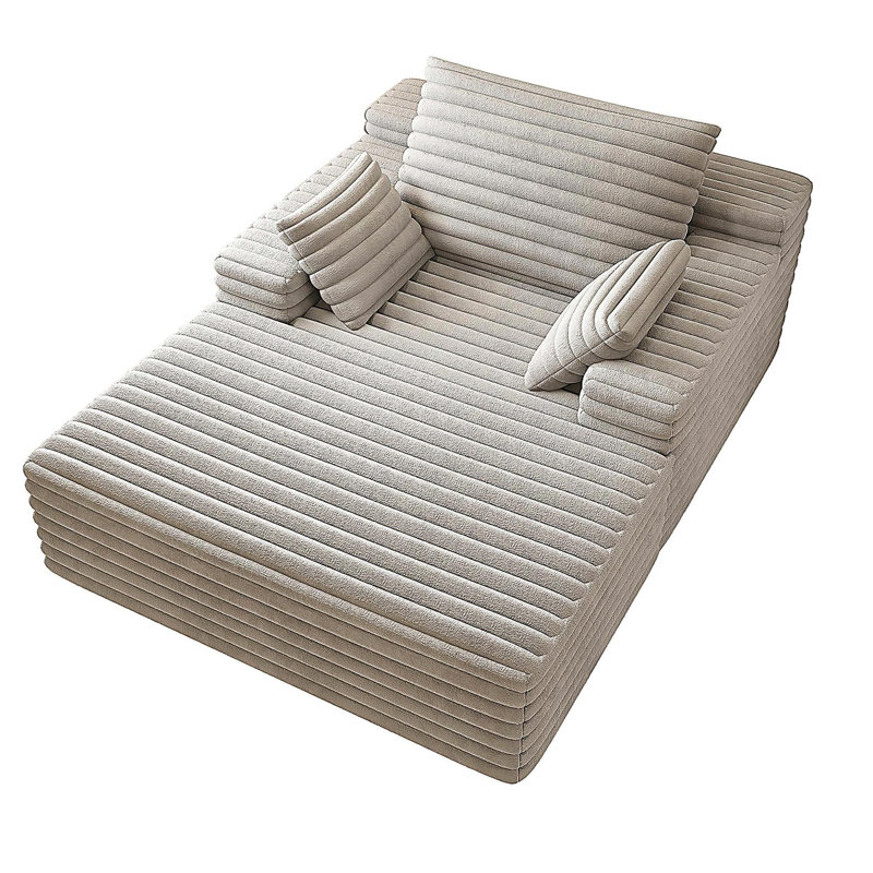 Chaise longue, méridienne surdimensionnée, canapé-lit rembourré, canapé-lit, chaises de lecture, canapés moelleux en fausse fourrure, canapés pour le salon, gris