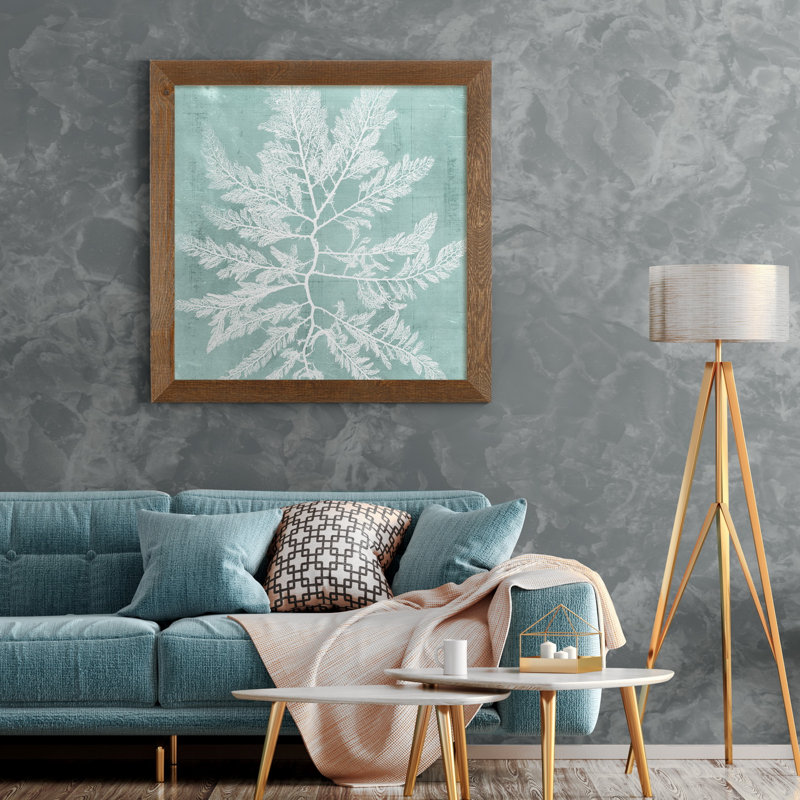 Algue sur Aqua I-impression encadrée, Toile avec cadre érable, H 21 po x l 21 po x P 1 po, Pas de tapis