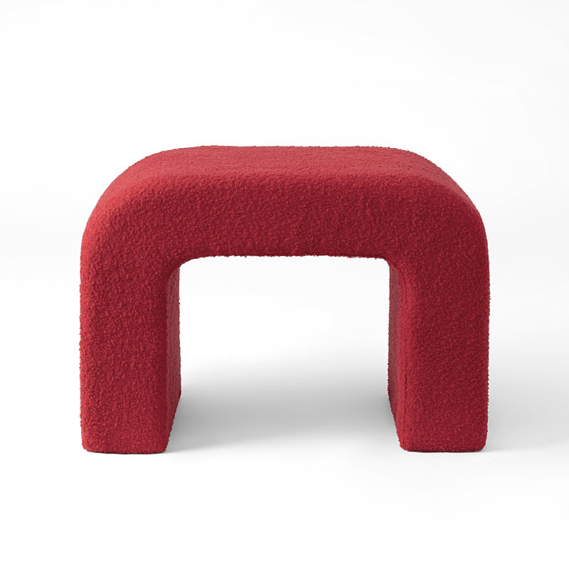 Ellecia 25.6'' Boucle Upholstered Waterfall Bench, Red
