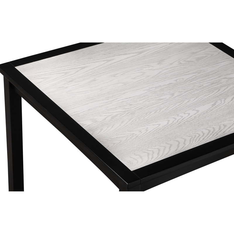 Table de bout moderne de 5 pièces avec table carrée et chaises rembourrées à finition bicolore brun foncé pour les repas à la maison avec sièges en bois crème +