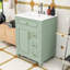 Meuble-lavabo autoportant élégant avec lavabo en céramique, tiroir rabattable, tablette réglable et support de rangement-590957402