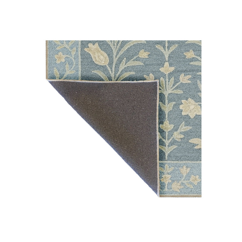 Tapis vert tissé à motif lavable Mosso, 2'6" x 9'10"