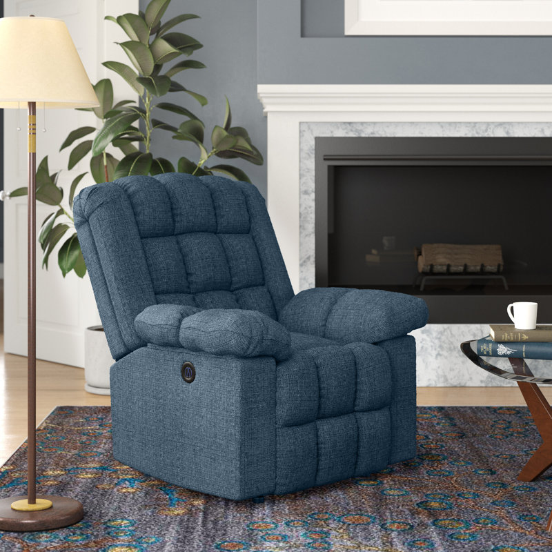 93.98cm Wide Chenille Standard Recliner, Dark Blue