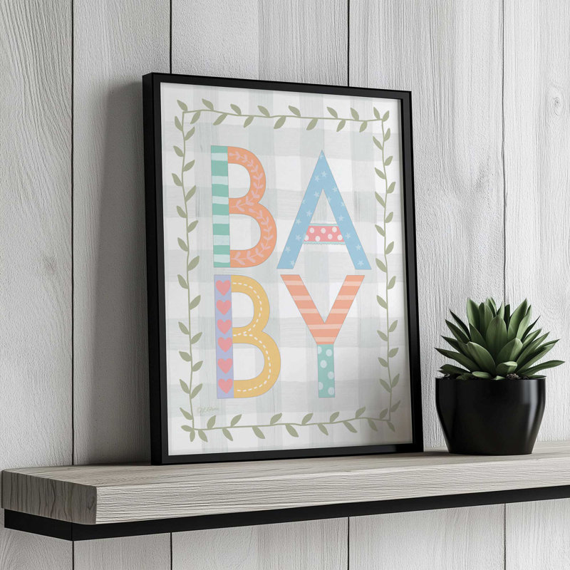 «Baby» par Lisa Larson, reproduction d'art, L 36 x H 48, Doré, Impression encadrée