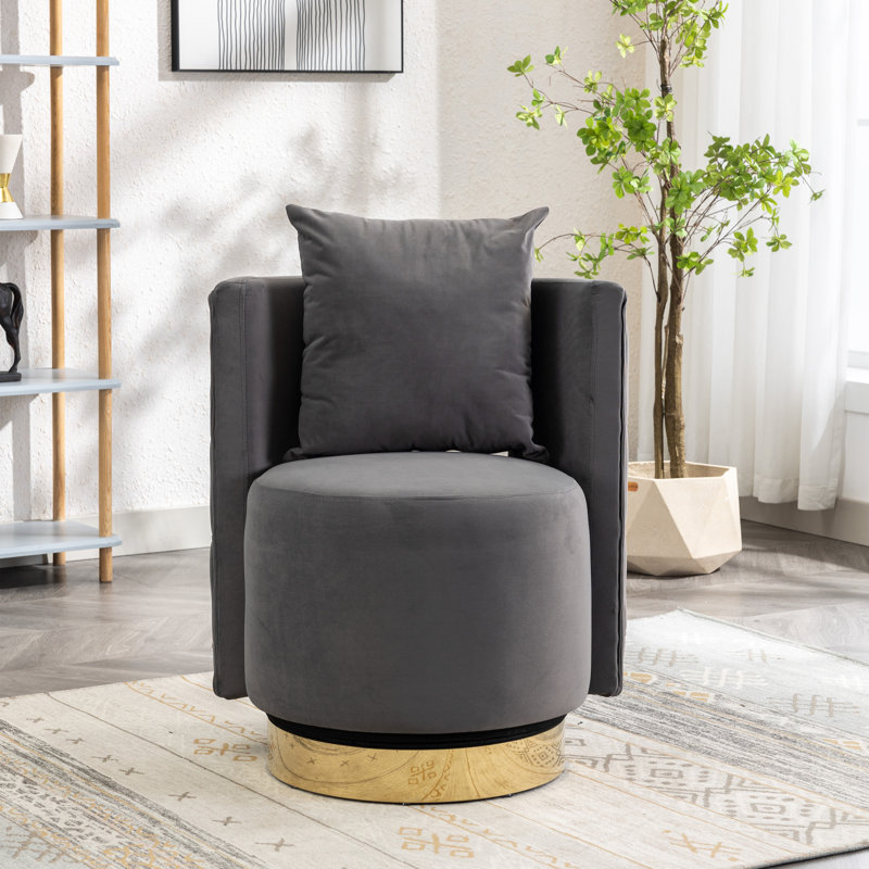 Everly Quinn Ikeya Upholstered Swivel Barrel Chair | Wayfair