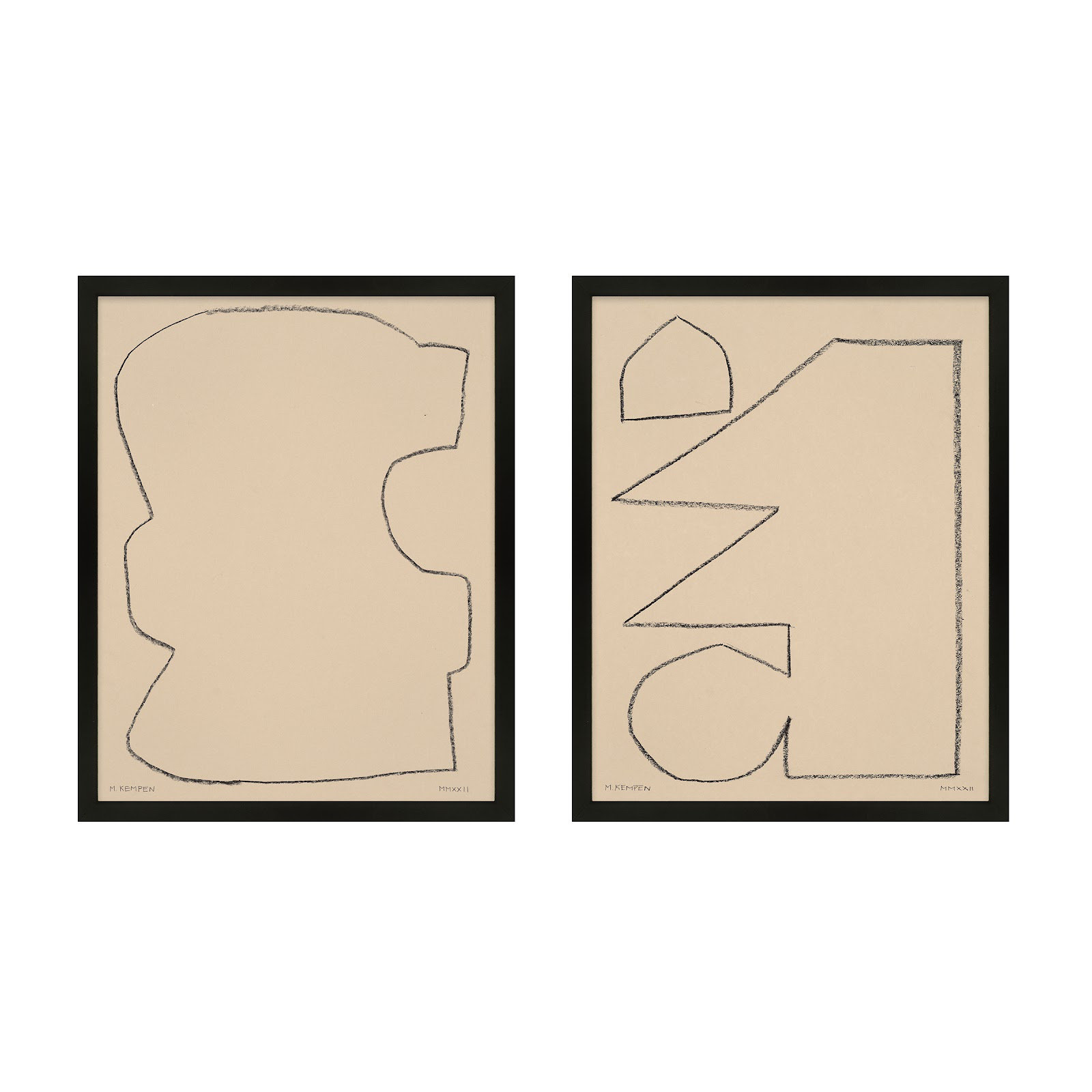 Outlines 9 And 10 by Michael Kempen, Black Framed, 40" W x 50" H