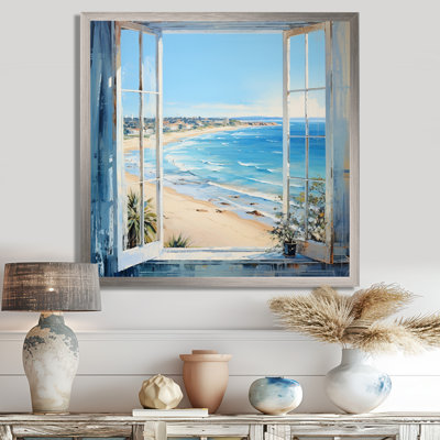 «Coastal Window View By The Beach III» - art mural côtier