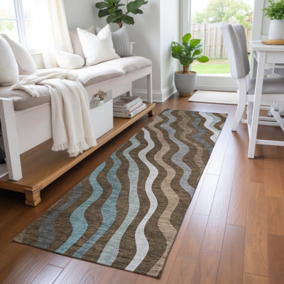 Tapis abstrait lavable à la machine intérieur / extérieur ACN2570 Chantille