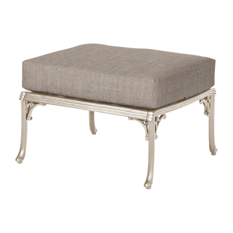 Michigan Outdoor Ottoman, Cast Ash Sunbrella® Plainweave, Vintage