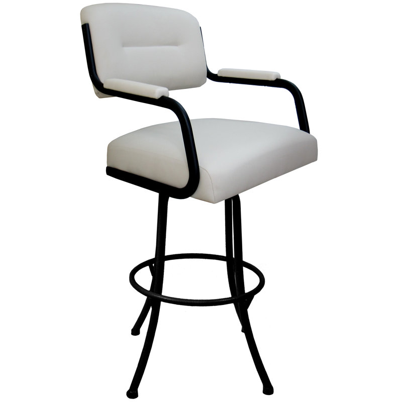 Tabouret pivotant Kiaci, Noir, Tabouret de comptoir (siège d'une hauteur de 26 p
