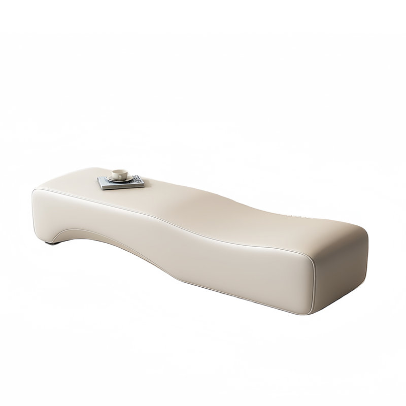 Banc rembourré en cuir Stiliyana, Blanc cassé, H 17,71 po x l 70,86 po x P 19,68 po