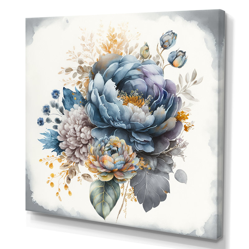 «Cool ton Blooming Bouquet II», reproduction sur toile, H 30 po x l 30 po x P 1 po, Toile tendue