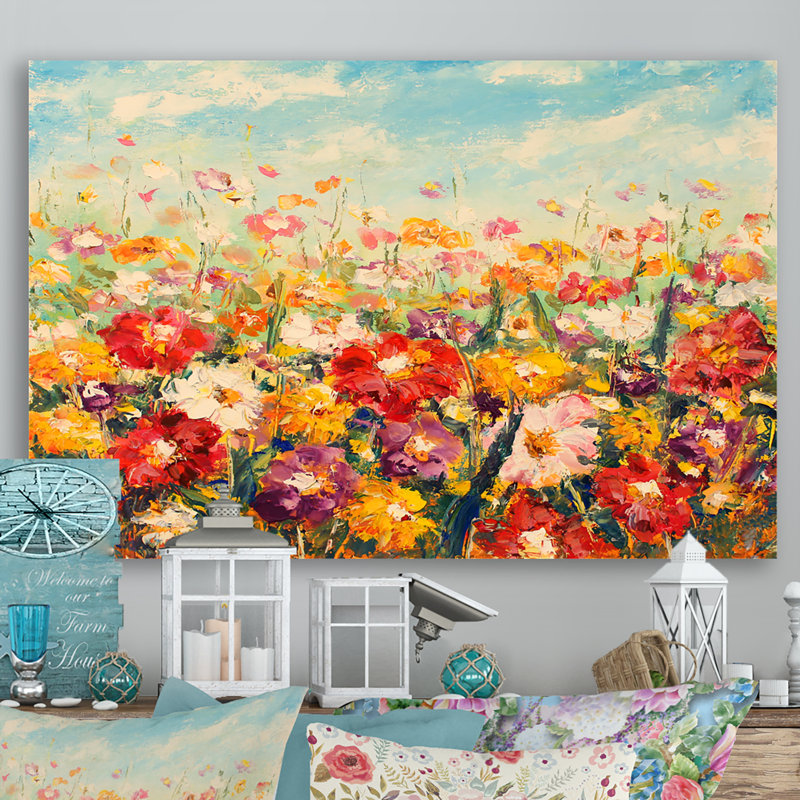 «Fields Of Vibrant Spring Flowers», reproduction sur toile flottante, H 8 po x l 12 po x P 1 po, Toile tendue