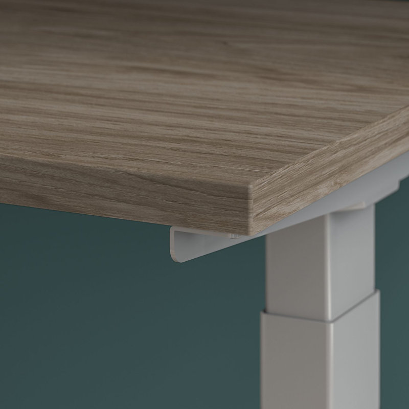 Adjustable Metal Base Standing Desk, 47.68" H x 47.59" W x 23.62" D, Natural Maple/Silver