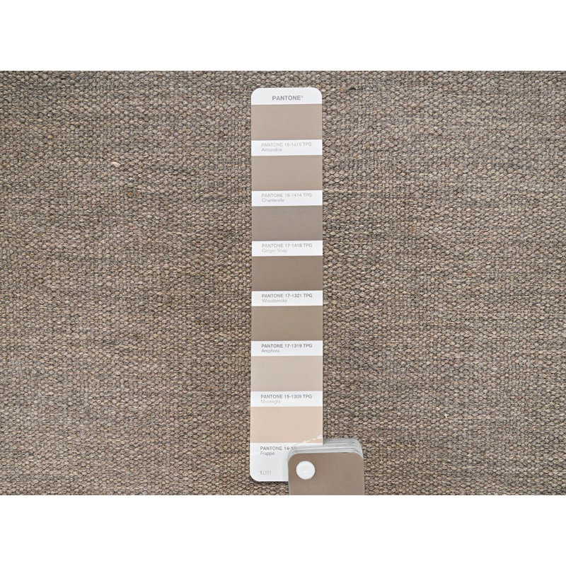 Tapis oriental tissé à la main 9 pi 1 po x 11 pi 10 po brun kaki, tissé à la main, 100% laine tissé à la main