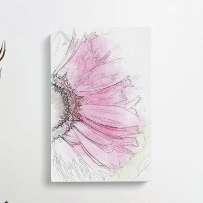 Beauty of a Pink Gerbera Flower in Abstract - Wrapped Canvas Graphic Art Print
