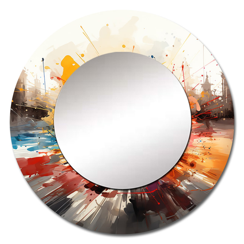 Casino Royale I - Casino Wall Mirror, Modern Round Decorative Mirror, Printed Metal Art, 23" x 23"